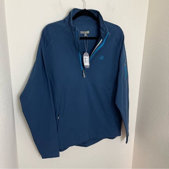 NWT Peter Millar  Suede Performance Quarter Zip Golf Sweatshirt - Picture 9 of 9
